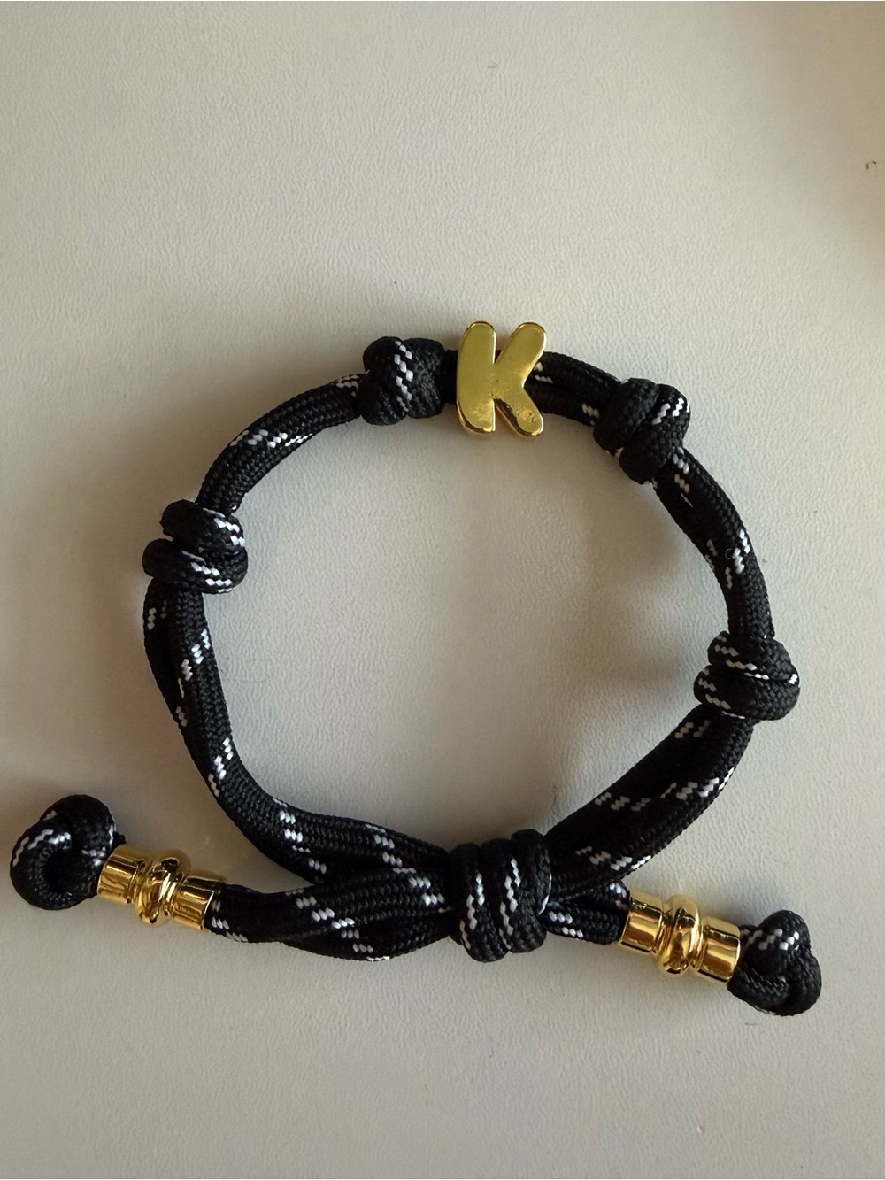 NEW BaubleBar Black & White Rope Bracelet with Gold Accent - K